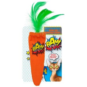 BAM! Catnip Carrot, kattelegetøj med katteurt og fjer