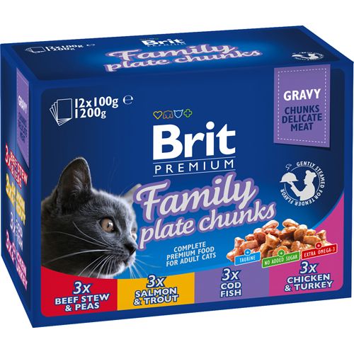 Brit Premium Cat Pouches Family Plate 12 x 100g